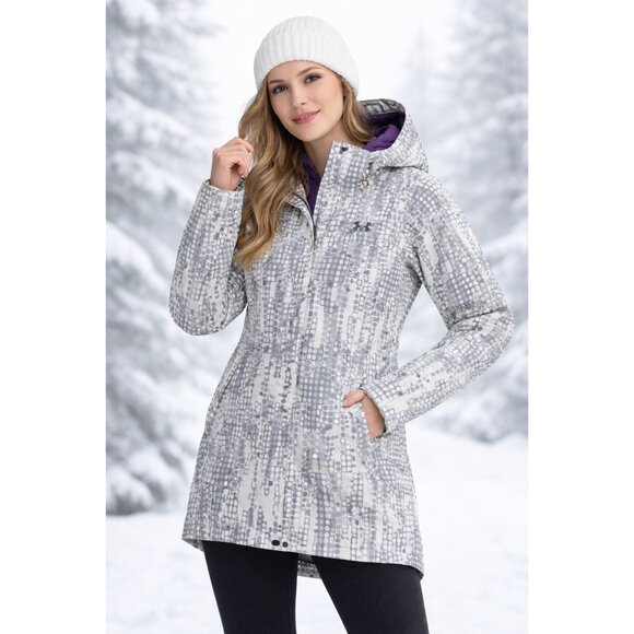 Under Armour Tops - Under Armour Insulated Waterproof Ski Jacket Small White Gray Dot